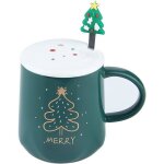 Tasse sapin de no�l tasse � caf� en c�ramique avec couvercle et cuill�re en acier inoxydable cadeau de ...