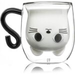 Tasse � th� - chat - verre double paroi - 300ml - compatible lave - vaisselle
