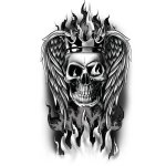 Tatouages Éphémères tête de mort couronne 14x30cm Tatouages Éphémères tête de mort couronne 14x30cm