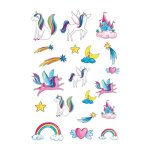 Tatouages temporaires - ptit clown - licornes f��riques - multicolore - enfant - feuille 15 x 21 cm