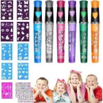Tatouage temporaire enfant - kit de 6 stylos gel à paillettes - 8 pochoirs - sûr et lavable - idéal pour ... Tatouage temporaire enfant - kit de 6 stylos gel à paillettes - 8 pochoirs - sûr et lavable - idéal pour ...