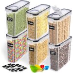 Tcjmay sarl - lot de 6 bocaux 2. 5l avec couvercles sans bpa 24 �tiquettes cuill�res pour c�r�ales