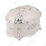 Bote  bijoux - td - ovale - alliage de zinc - mtal - argent - 128x18x12 cm