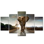 Td cadre salon mur art photos hd imprim 5 pices - pcs fort lphant animal moderne peinture sur toile ...