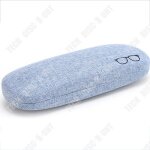 Etui � lunettes - td� - rigide - m�tal - tissu en lin - couleur bleue