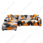 Housse de canap� - td - extensible - polyester - motif g�om�trique moderne - 3 et 2 places