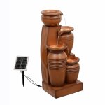 Teamson home fontaine cascade solaire 4 niveaux terracotta exterieur