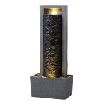 Teamson home fontaine de jardin haute cascade exterieure led roche superposee patio durable gris fonce ...