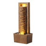 Teamson home fontaine colonne led ext�rieure roche superpos�e finition marron