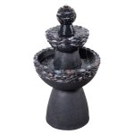 Teamson home fontaine 3 niveaux pidestal jardin finition pierre gris fonc