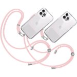Techta 2x tour de cou telephone portable cordon laniere universel [rose] avec patch de fixation sangle ...