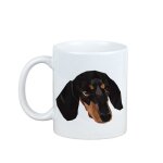 Teckel � poil court - mug avec photo et inscription chien g�om�trique art - dog