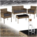 Salon de jardin - tectake - ensemble dtente d'extrieur palese 4 places en rotin 2 fauteuils et 1 canap ...