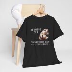 Tee shirt chat je bosse dur pour mon chat ide cadeau rigolo humour drle amusant pour homme et femme ...