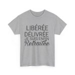 Tee shirt femme libre dlivre retraite ide cadeau humour drle amusant : couleur - sport grey taille ...