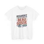 Tee shirt homme 40 ans ? t - shirt blanc ou gris beau gosse de 40 ans ? cadeau anniversaire drle s  ...