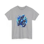 Tee shirt moto bleue - design imprim pour homme et femme t shirt motard : couleur - sport grey taille ...