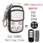 Tlcommande compatible mhouse gtx4 gtx4c tx4 43392mhz pour portail et garage