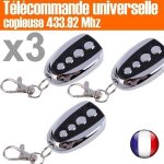 T�l�commande universel lot 3 clonage portail electrique garage ouvre - porte fob 433. 92mhz remplacement ...