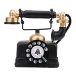 T�l�phone filaire antique r�tro vintage avec fil et ligne fixe d�coration de bureau � domicile noir label ...