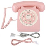 T�l�phone filaire vintage haute d�finition pour la maison et le bureau rose label