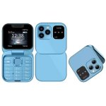 T�l�phone pliable � double sim - mod�le i16 pro - bleu - cam�ra hd arri�re - lampe de poche led