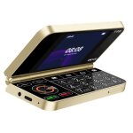 Téléphone portable pliable 2g double écran double sim batterie 1350mah dorée Téléphone portable pliable 2g double écran double sim batterie 1350mah dorée