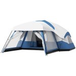 Tente camping 6 - 8 pers familiale d�me pu3000mm bleue 518x487x237cm 2 fen�tres + vestibule pour aventure ...