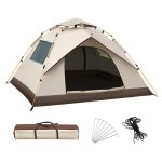 C tente de camping 220x200x145cm tente pop up avec  tapis de sol 2 portes et 2 fentres impermable ...