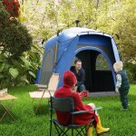 Tente de camping familiale 4 personnes pop - up 4 fen�tres pare - soleil 24l x 24l x 195h m fibre verre ...
