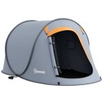 Tente de camping outsunny 2 - 3 personnes avec sac de transport pour la randonne 245x148x105 cm gris ...