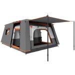 Tente de camping - outsunny - pour 4 - 5 personnes - imperm�able - portes + fen�tres - sac de transport ...