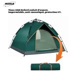 Tente de camping pop - up 210d oxford silver coated fabric avec deux portes imperm�able fen�tres anti ...
