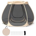 Tente de camping pop - up 4 - 6 personnes costway � moustiquaire 6 c�t�s 310 x 270 cm sac de transport ...