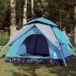 Tente de camping - vidaxl - 4 personnes - imperméable - système de dégagement rapide - bleu Tente de camping - vidaxl - 4 personnes - imperméable - système de dégagement rapide - bleu