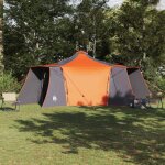 Tente tipi camping vidaxl 492�492�275 cm - gris et orange imperm�able et r�sistante uv