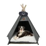 Tente chien tipi 60x60x70cm ? coussin lavable + tableau noir jeu / reste petits chiens / chats animaux ...