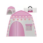 Tente pour enfants - kruzzel - 23472 - rose et blanc - oxford - guirlande lumineuse incluse