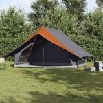 Tente familiale - a 7 personnes - imperm�able - grise et orange - dimensions 286x315x200 cm