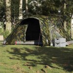 Tente familiale d�me imperm�able - vidaxl - 6 personnes - camouflage - polyester 185t - 375x225x176 cm ...