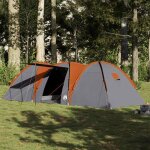 Tente familiale � d�me - vidaxl - 8 personnes - imperm�able - gris et orange - 712x270x200 cm - 2 chambres ...