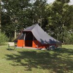 Tente familiale - tipi gris et orange - 10 personnes - �tanche - 364x281x257 cm