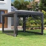 Tente de f�te - tonnelle de jardin avec 4 parois lat�rales en maille anthracite 3x4m