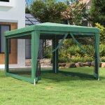 Tente de f�te - tonnelle de jardin avec 4 parois lat�rales en maille vert 3x4 m pehd