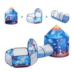 Tente de jeu - duoku - 3 en 1 - tunnel inclus - maison pop - up - th�me fus�e bleu royal