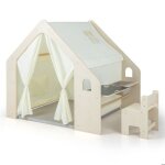 Tente de jeu enfants ? dreamade - 6 en 1 - table et chaise en bois - tapis rembourr� - tableau noir - ...
