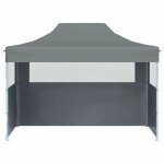 Tente de r�ception pliable - wiens - 3x4 m - anthracite - acier enduit de poudre - tissu oxford 600d