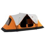 Tente tunnel 8 personnes 2 chambres fen�tre maille coupe - vent hydrofuge 2000mm sac transport orange ...
