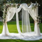 Tenture mariage voilage blanc mariage arche tenture rideau en tulle 16x8m tissu organza pour drap� blanc ...