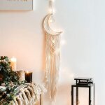 Tenture murale en macramé avec lumière led attrape - rêves en forme de lune tapisserie tissée décoration ... Tenture murale en macramé avec lumière led attrape - rêves en forme de lune tapisserie tissée décoration ...